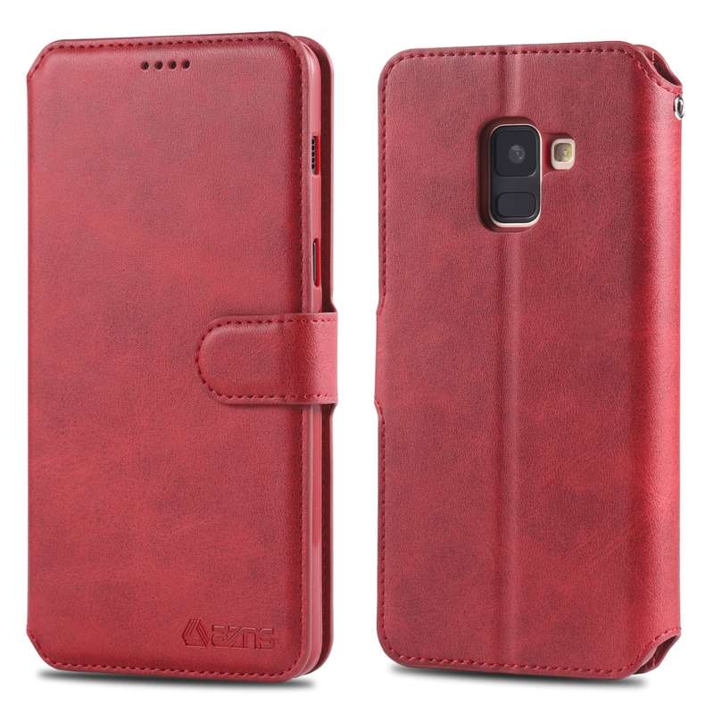 For Galaxy A8 2018 AZNS Calf Texture Magnetic Horizontal Flip PU Leather Case with Holder & Card Slo