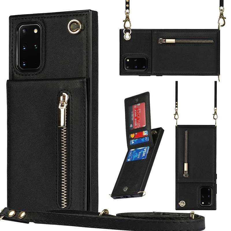 For Samsung Galaxy S20 Cross-body Zipper Square TPU+PU Back Cover Case with Holder & Card Slots & Wa