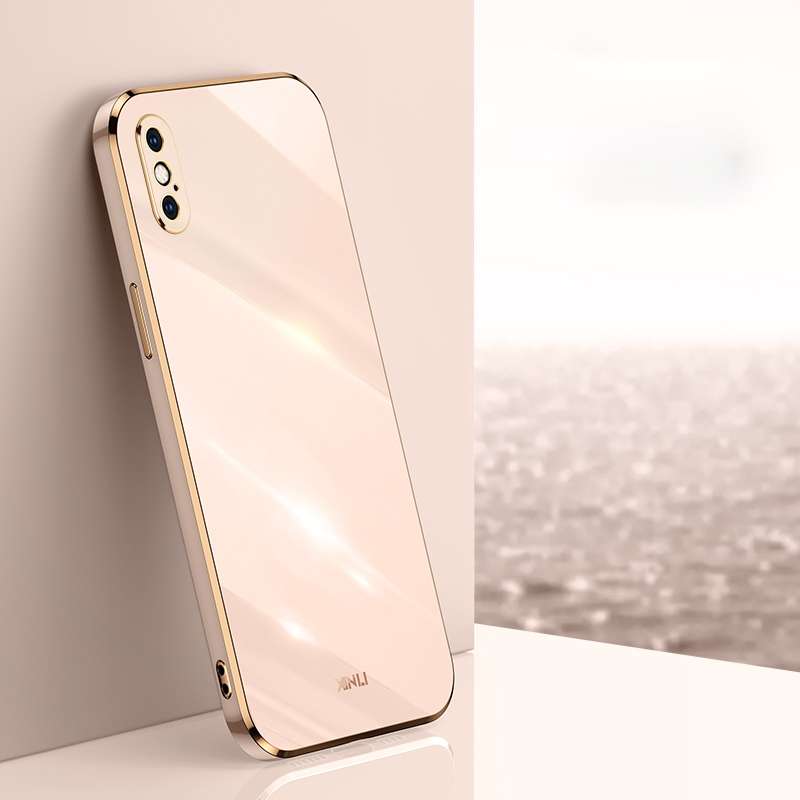 For iPhone X XINLI Straight Edge 6D Electroplate TPU Phone Case(Pink)