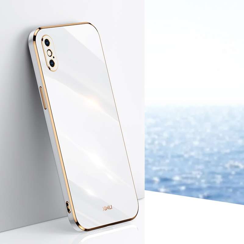 For iPhone XS XINLI Straight Edge 6D Electroplate TPU Phone Case(White)