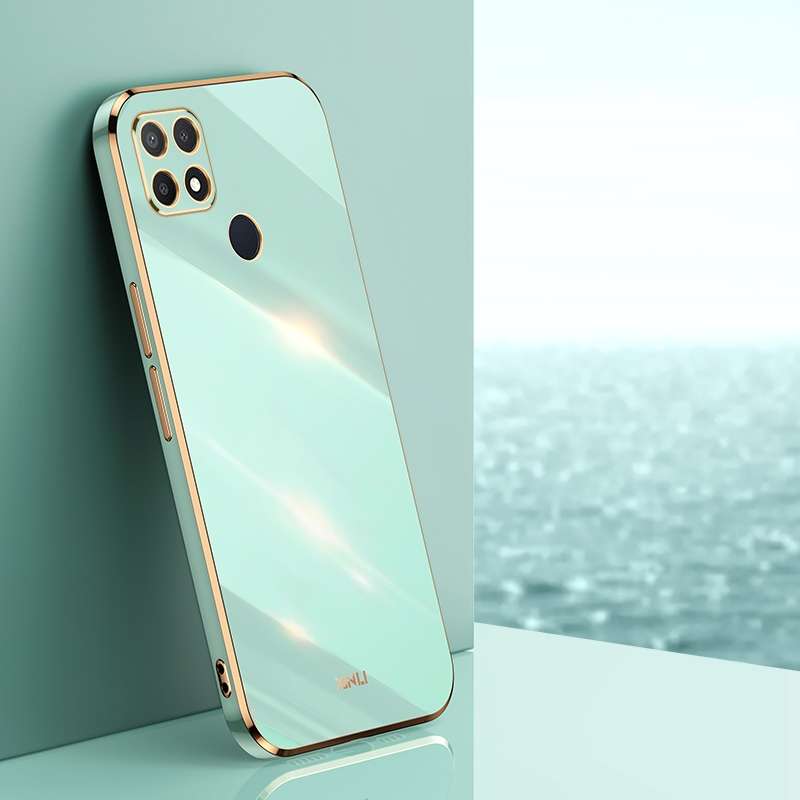 For OPPO A15 XINLI Straight Edge 6D Electroplate TPU Phone Case(Black)