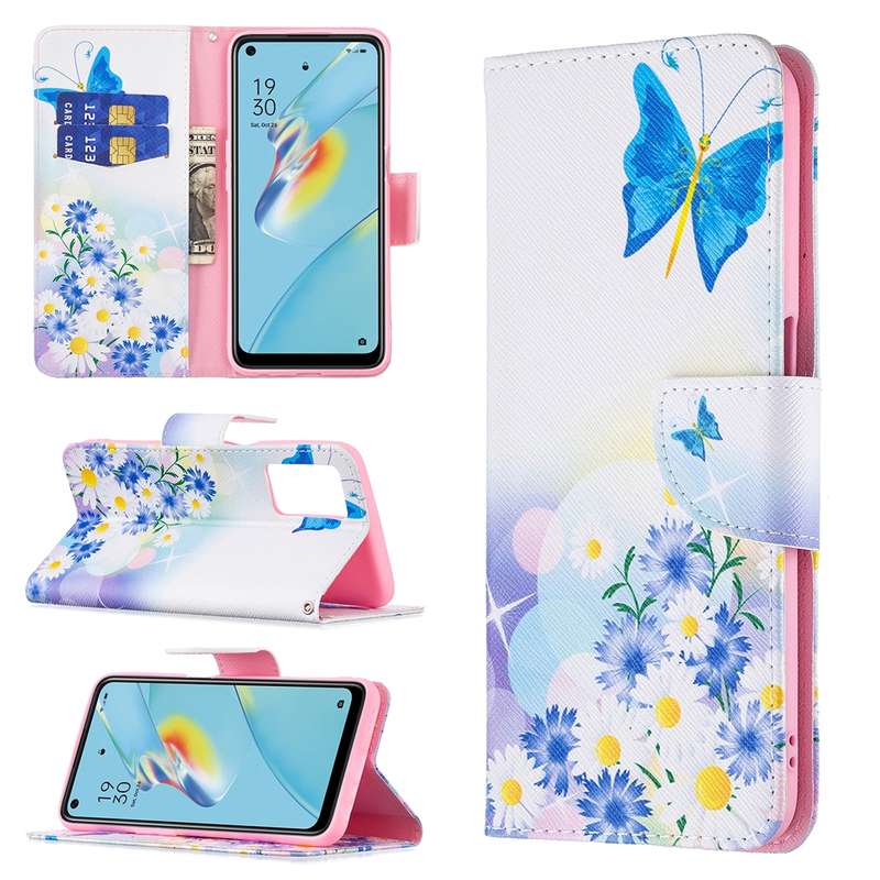 For OPPO A54 4G / A55 5G Colored Drawing Pattern Horizontal Flip Leather Case with Holder & Card Slo