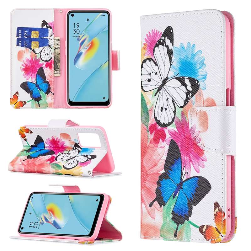 For OPPO A54 4G / A55 5G Colored Drawing Pattern Horizontal Flip Leather Case with Holder & Card Slo