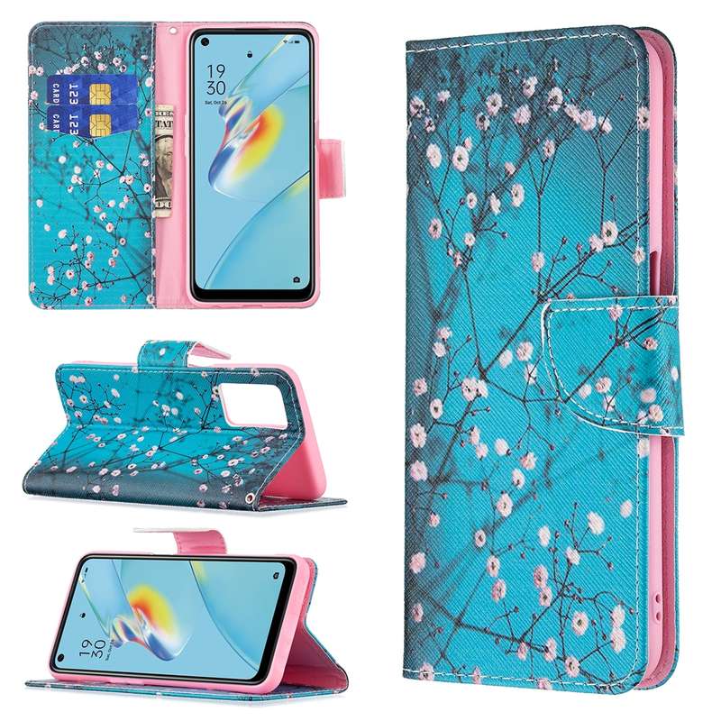 For OPPO A54 4G / A55 5G Colored Drawing Pattern Horizontal Flip Leather Case with Holder & Card Slo
