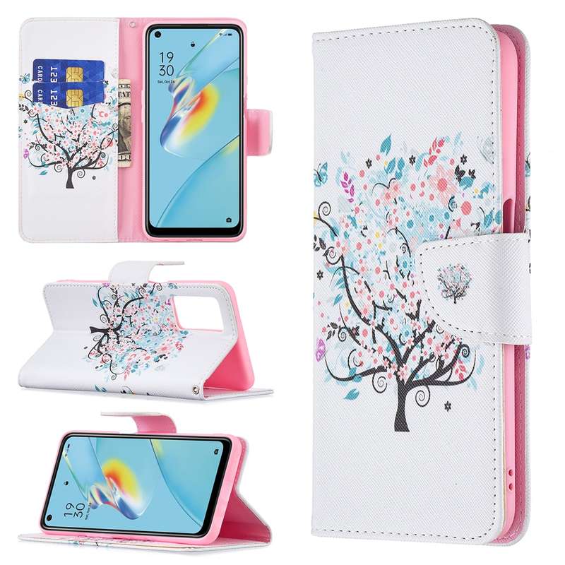For OPPO A54 4G / A55 5G Colored Drawing Pattern Horizontal Flip Leather Case with Holder & Card Slo