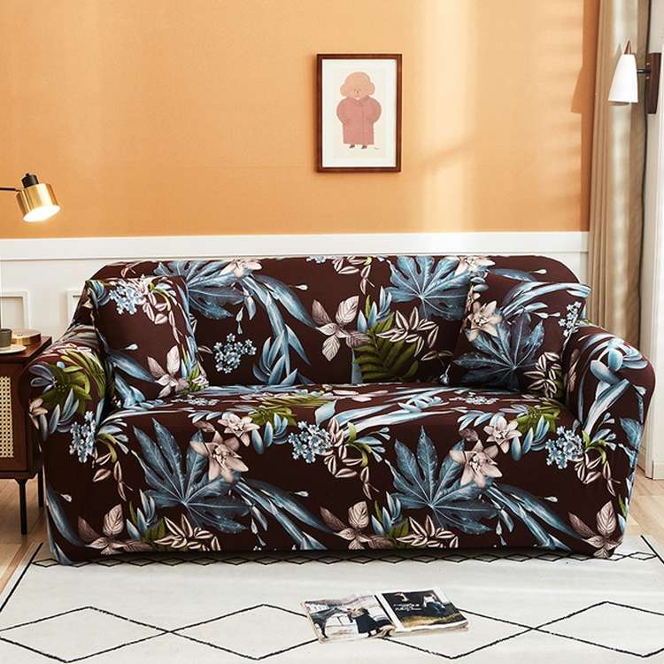 Double Seat Full Coverage Elastic Non-slip Sofa Cover(Wealth Tree)