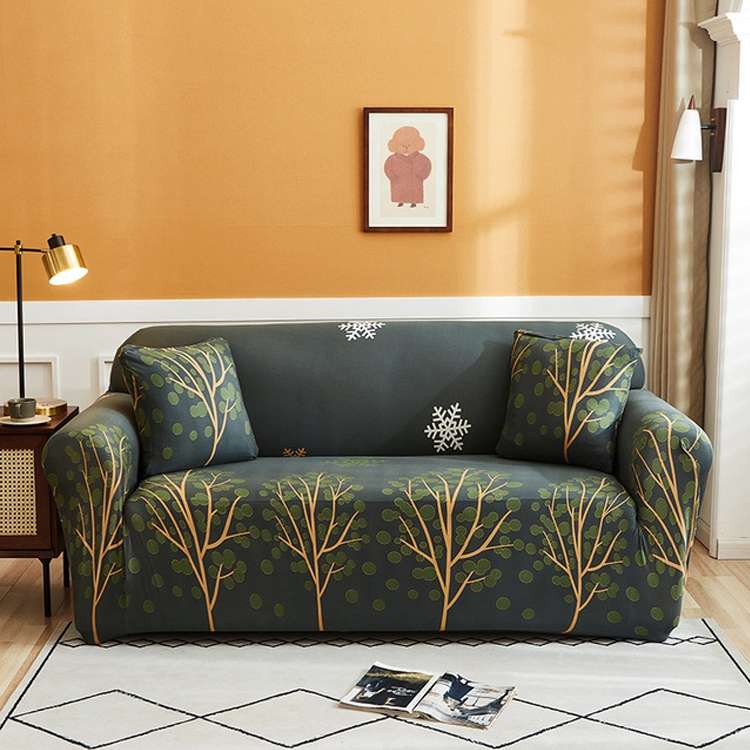 Double Seat Full Coverage Elastic Non-slip Sofa Cover(Wealth Tree)