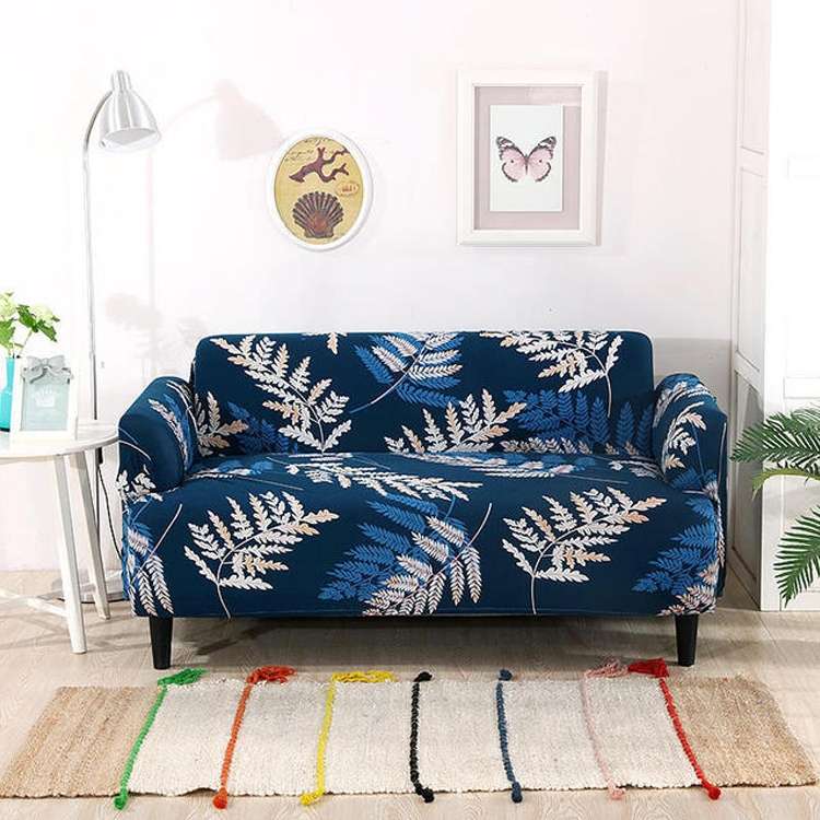 Double Seat Four Seasons Printing Full Coverage Elastic Non-slip Sofa Cover(Deep and Leafy)
