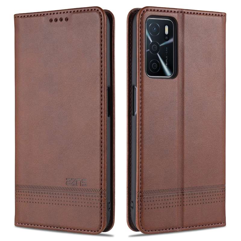 For OPPO A16 AZNS Magnetic Calf Texture Horizontal Flip Leather Case with Card Slots & Holder & Wall