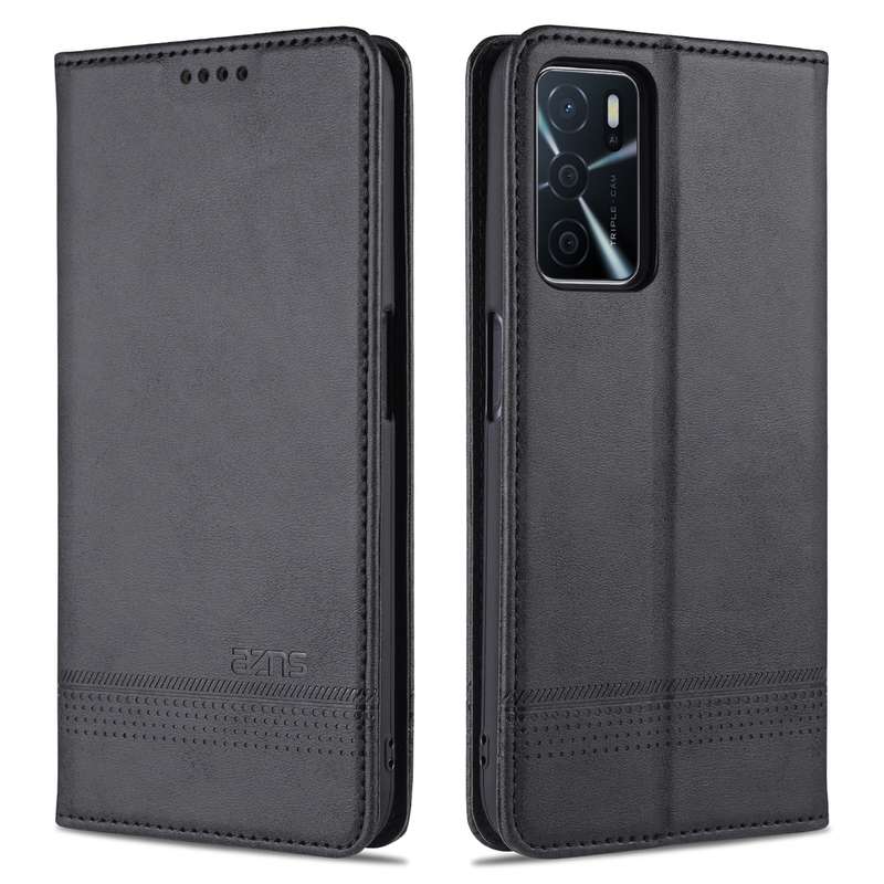 For OPPO A16 AZNS Magnetic Calf Texture Horizontal Flip Leather Case with Card Slots & Holder & Wall