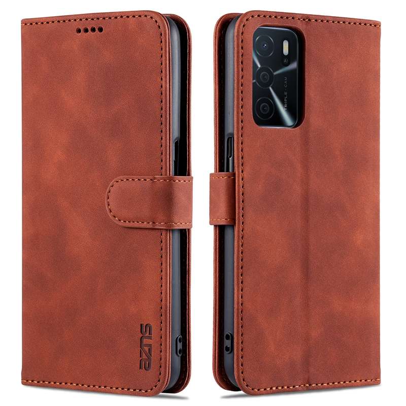 For OPPO A16 AZNS Skin Feel Calf Texture Horizontal Flip Leather Case with Card Slots & Holder & Wal