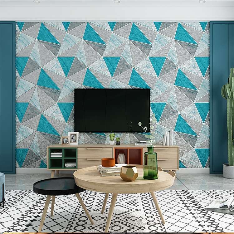 Home Geometric Wallpaper Deerskin Velvet Non-self-adhesive Thickened Wallpaper, Size:53x1000cm(Lake