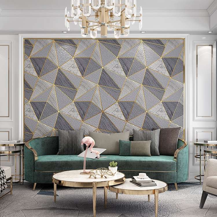 Home Geometric Wallpaper Deerskin Velvet Non-self-adhesive Thickened Wallpaper, Size:53x1000cm(Lake