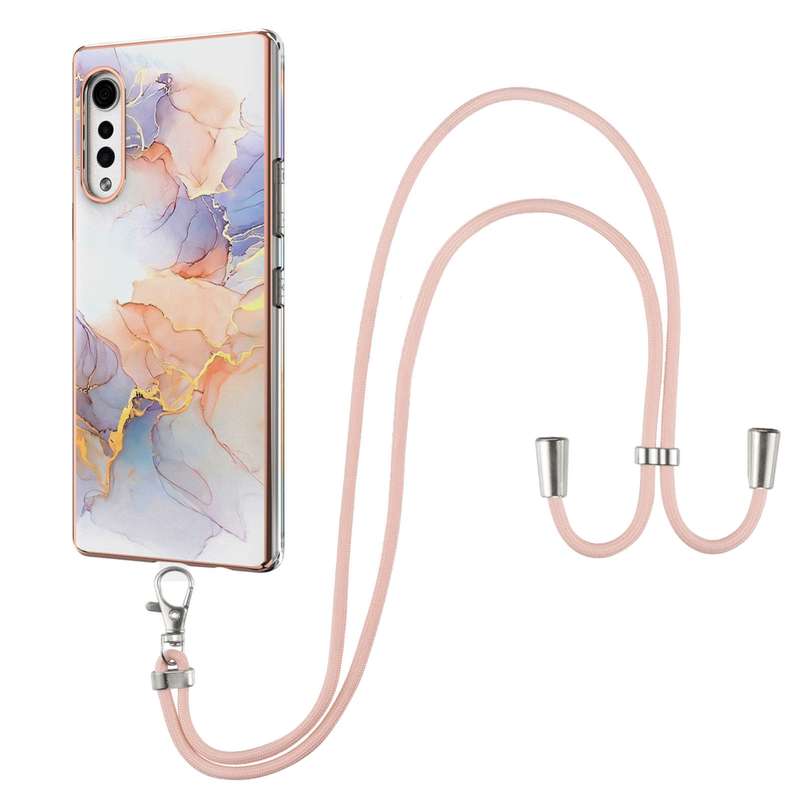 For Samsung Galaxy A32 5G Electroplating Pattern IMD TPU Shockproof Case with Neck Lanyard(Milky Way