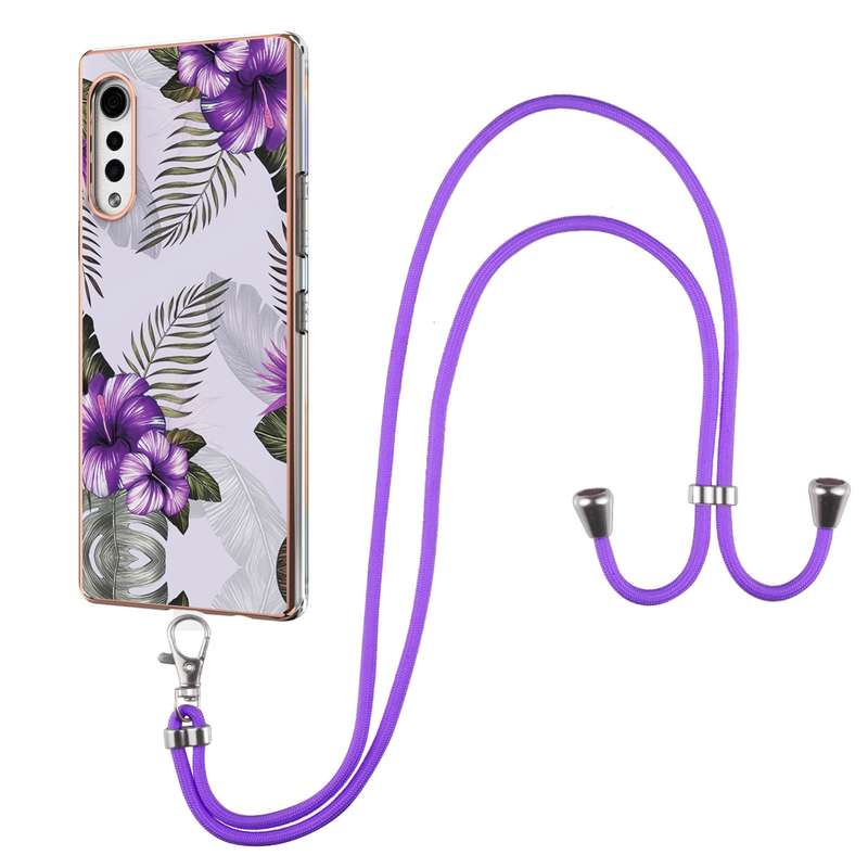 For Samsung Galaxy S21 FE 5G Electroplating Splicing Marble Flower Pattern TPU Shockproof Case with