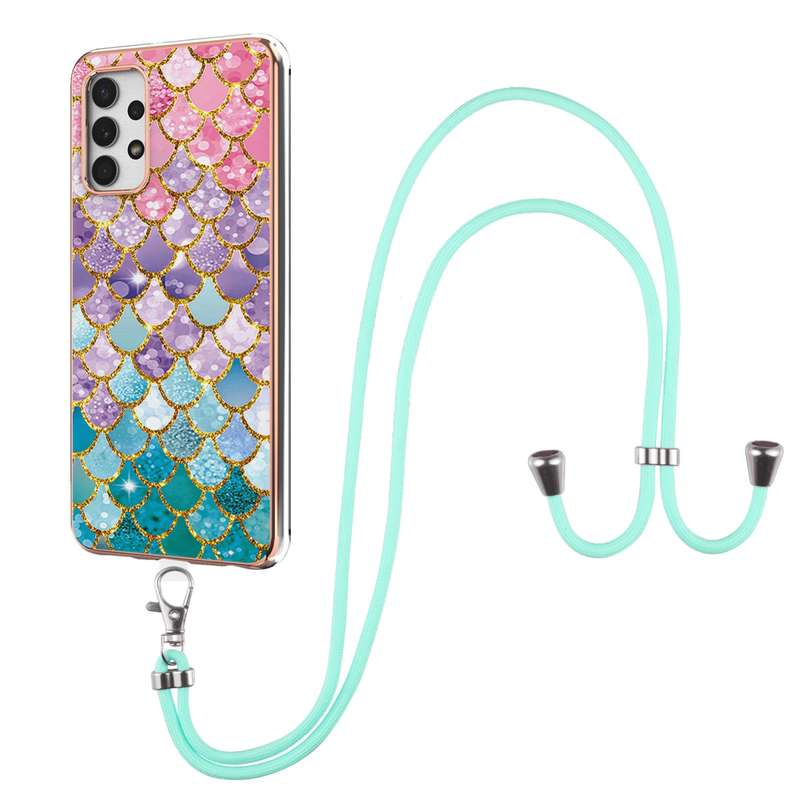 For Samsung Galaxy A32 5G Electroplating Pattern IMD TPU Shockproof Case with Neck Lanyard(Milky Way