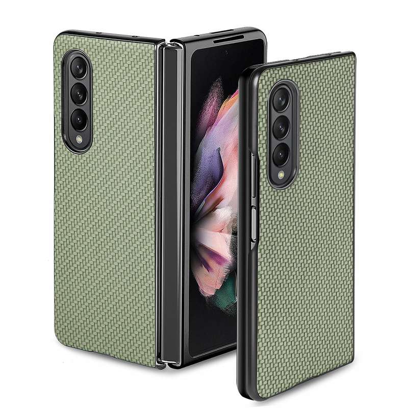 For Samsung Galaxy Z Fold3 5G Cross Pattern Slim PC Protective Case(Green)