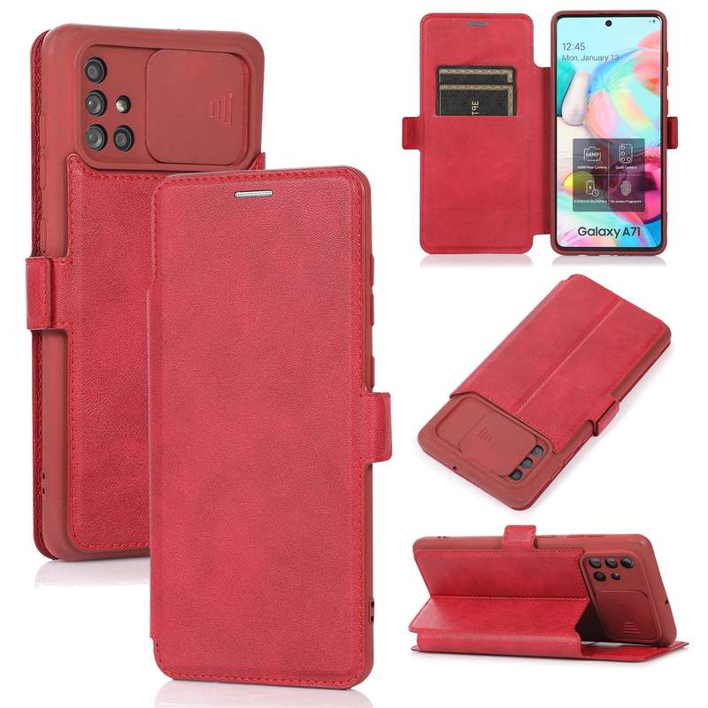 For Samsung Galaxy A71 Push Window Double Buckle PU + Silicone Horizontal Flip Leather Case with Hol