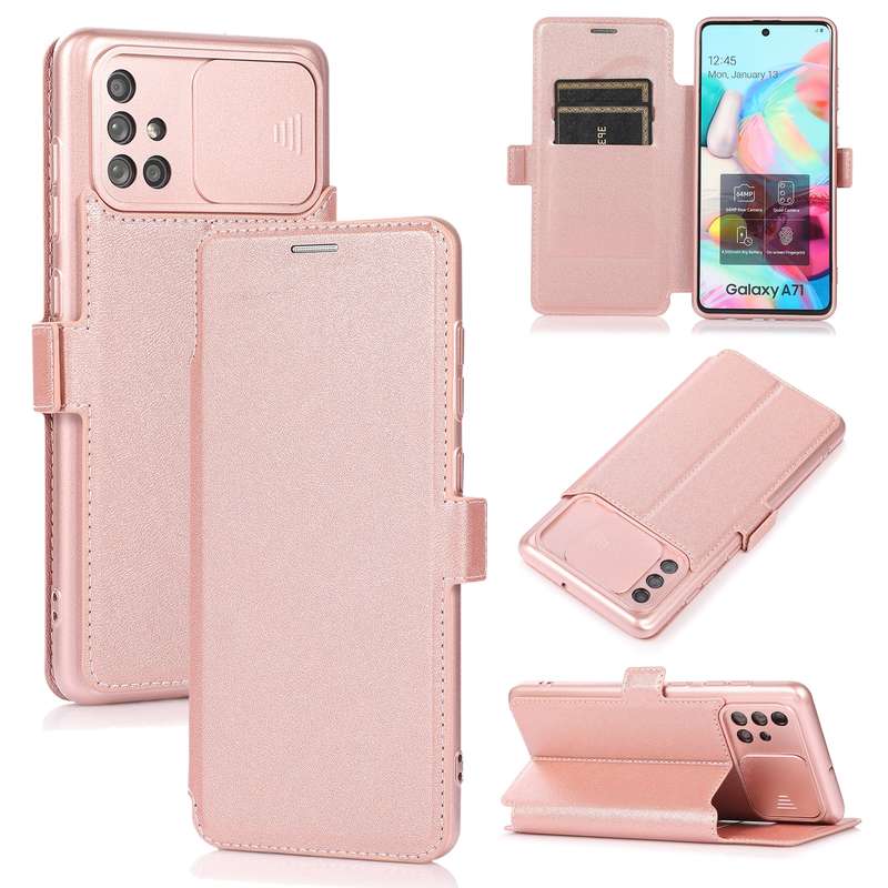 For Samsung Galaxy A71 Push Window Double Buckle PU + Silicone Horizontal Flip Leather Case with Hol