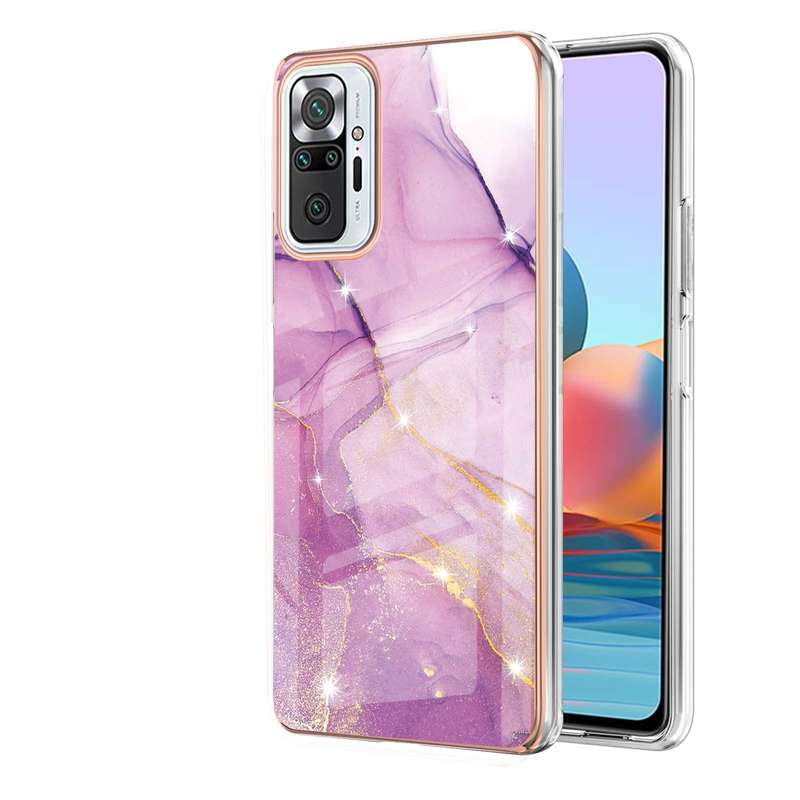 For Xiaomi Redmi Note 10 Pro / 10 Pro Max Electroplating Marble Pattern Dual-side IMD TPU Shockproof