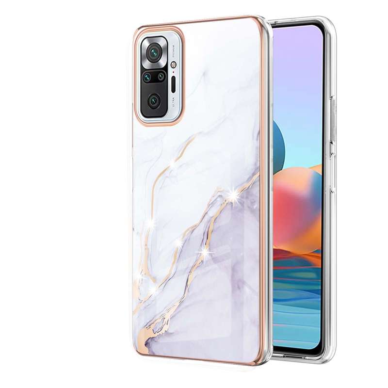 For Xiaomi Redmi Note 10 Pro / 10 Pro Max Electroplating Marble Pattern Dual-side IMD TPU Shockproof