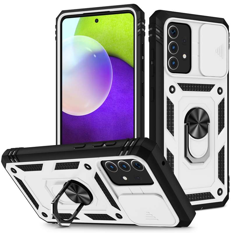 For Samsung Galaxy A12 Sliding Camera Cover Design TPU + PC Protective Case with 360 Degree Rotating