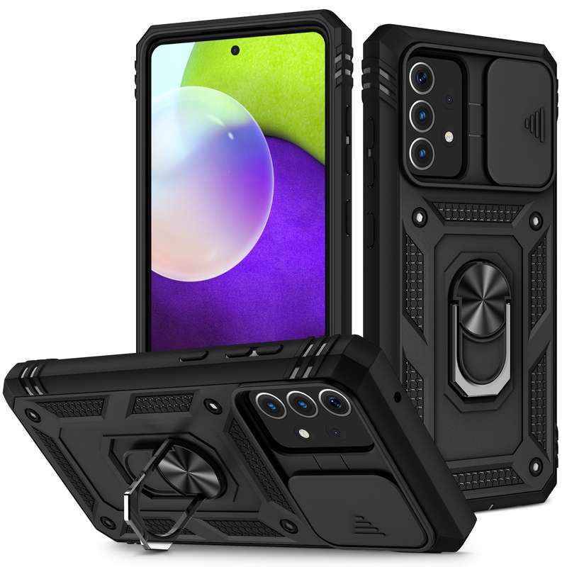 For Samsung Galaxy A52 Sliding Camera Cover Design TPU + PC Protective Case with 360 Degree Rotating