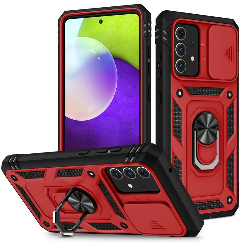 For Samsung Galaxy A12 Sliding Camera Cover Design TPU + PC Protective Case with 360 Degree Rotating
