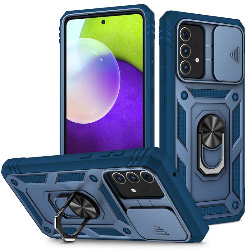 For Samsung Galaxy A12 Sliding Camera Cover Design TPU + PC Protective Case with 360 Degree Rotating