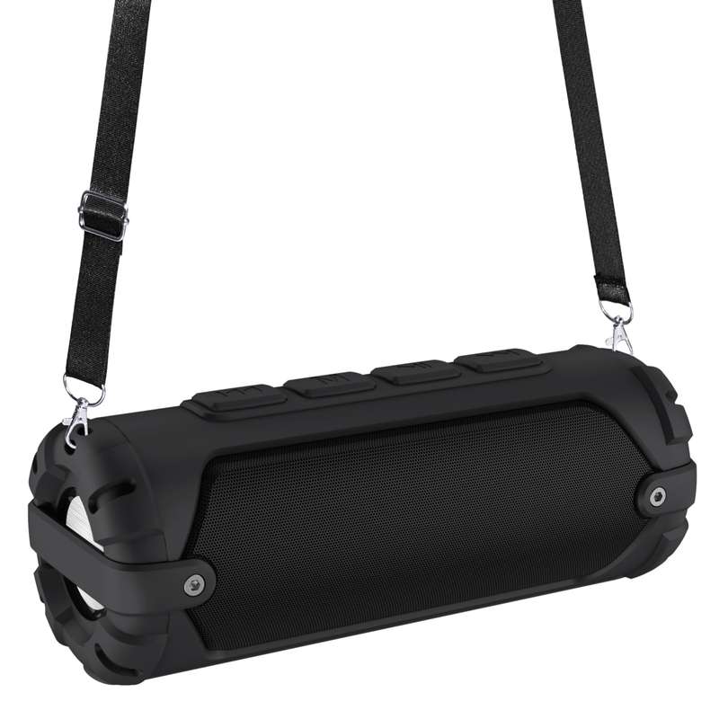 New Rixing NR-6013 Bluetooth 5.0 Portable Outdoor Wireless Bluetooth Speaker with Shoulder Strap(Bla