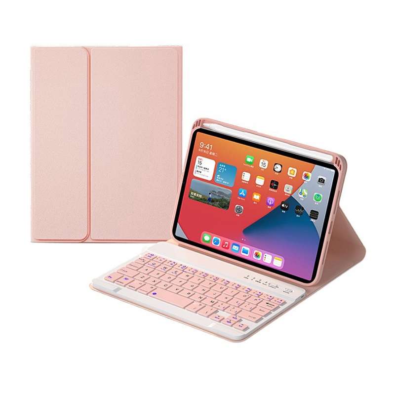HK006 Square Keys Detachable Bluetooth Keyboard Leather Tablet Case with Holder for iPad mini 6(Ligh