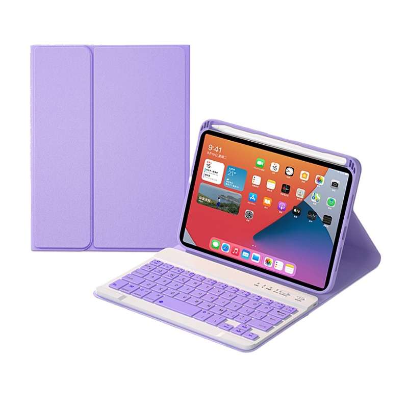 HK006 Square Keys Detachable Bluetooth Keyboard Leather Tablet Case with Holder for iPad mini 6(Ligh
