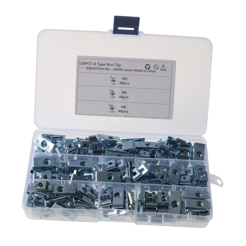 A6091 120 PCS Car M4/M5/M6 Fastener Clips Base U-shaped Clip Nut