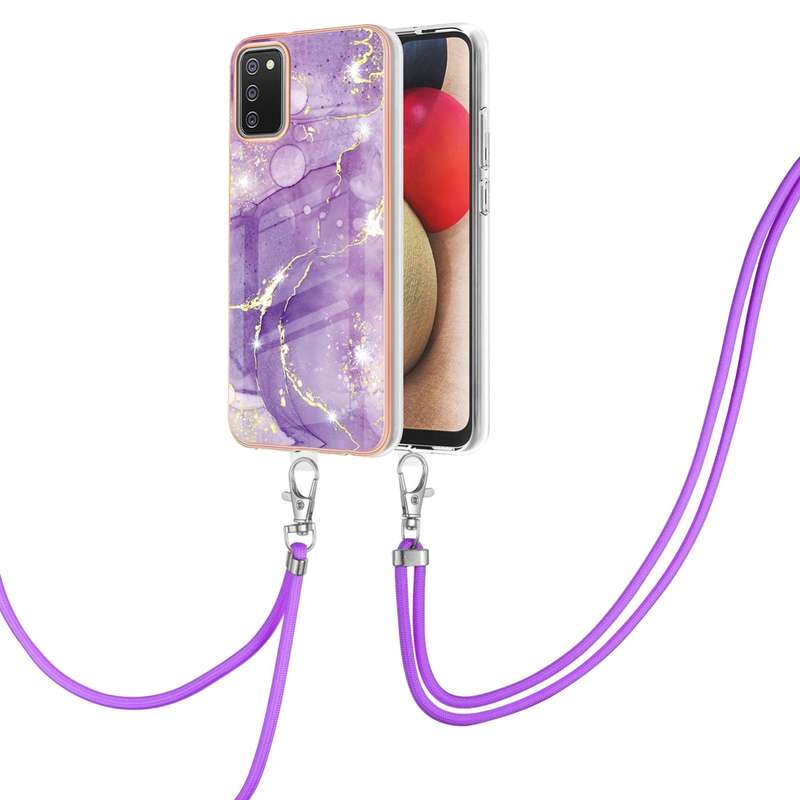 For Samsung Galaxy A02s EU Version 164mm Electroplating Marble Pattern IMD TPU Shockproof Case with