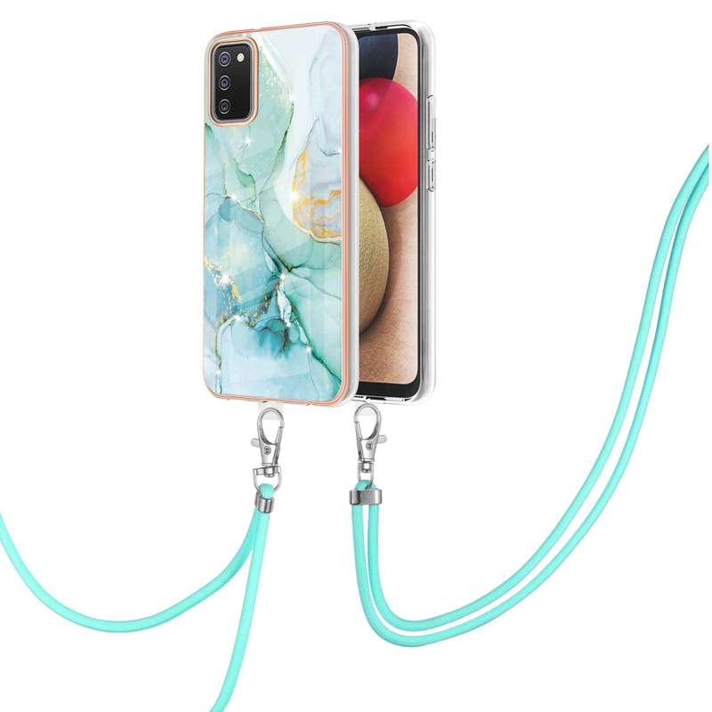 For Samsung Galaxy A02s EU Version 164mm Electroplating Marble Pattern IMD TPU Shockproof Case with