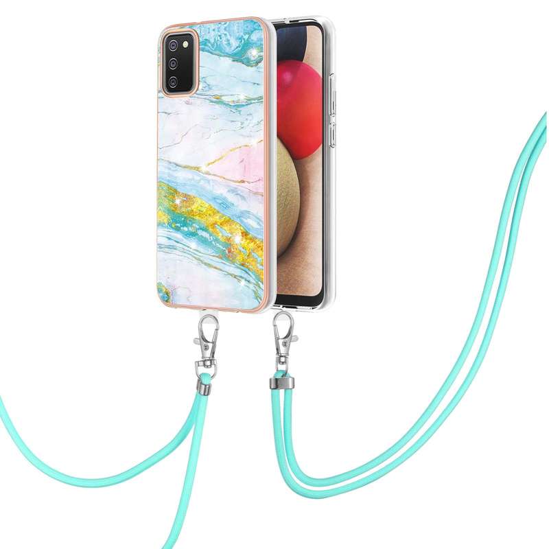 For Samsung Galaxy A02s EU Version 164mm Electroplating Marble Pattern IMD TPU Shockproof Case with