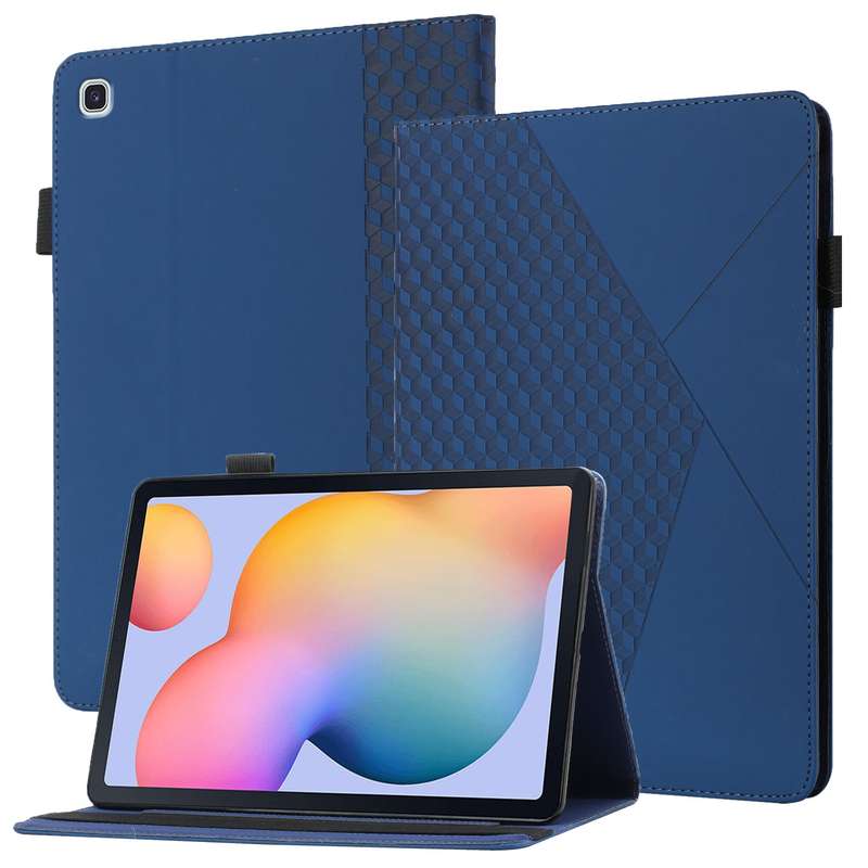 For Samsung Galaxy Tab S6 Lite SM-P610/T615 Rhombus Skin Feel Horizontal Flip Tablet Leather Case wi
