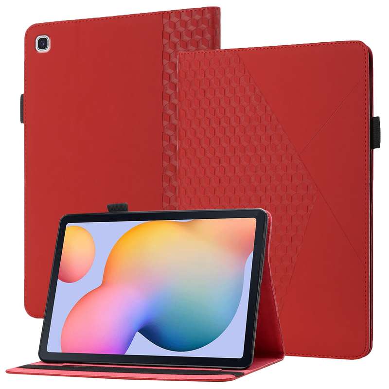For Samsung Galaxy Tab S6 Lite SM-P610/T615 Rhombus Skin Feel Horizontal Flip Tablet Leather Case wi