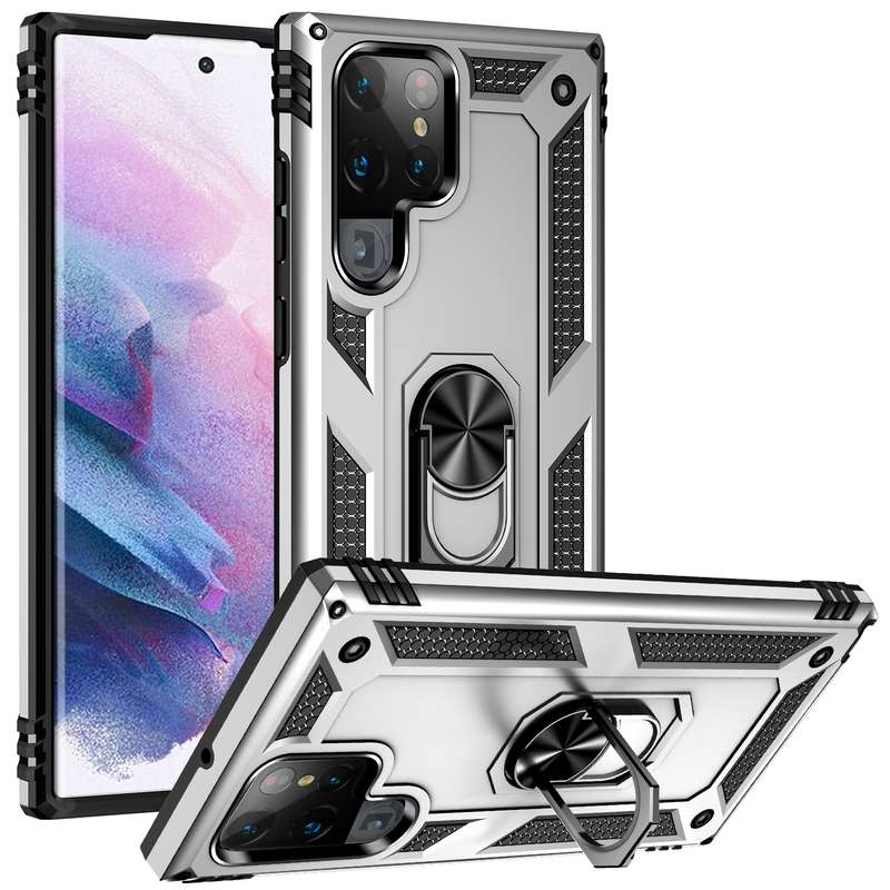 For Samaung Galaxy S22 Ultra 5G Shockproof TPU + PC Protective Case with 360 Degree Rotating Holder(
