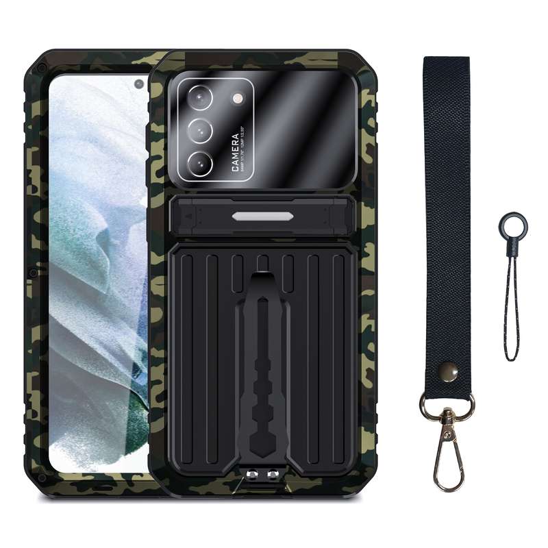 For Samsung Galaxy S21 5G Armor Shockproof Splash-proof Dust-proof Phone Case with Holder(Camouflage