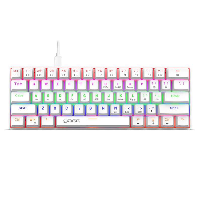 HXSJ V900 61 Keys Cool Lighting Effect Mechanical Wired Keyboard(White)