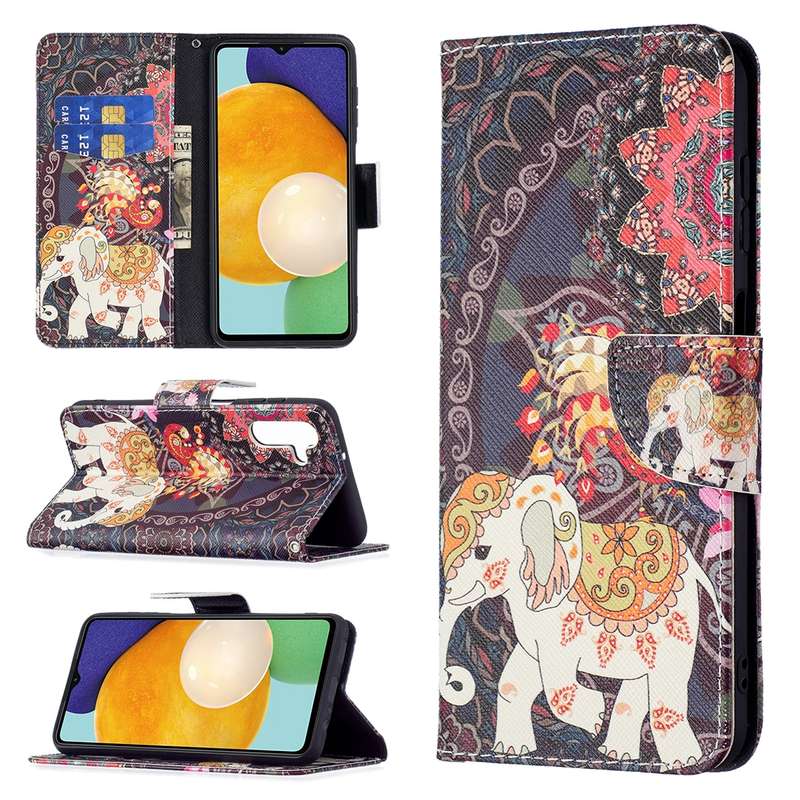 For Samsung Galaxy A13 5G Colored Drawing Pattern Horizontal Flip Phone Leather Case with Holder & C