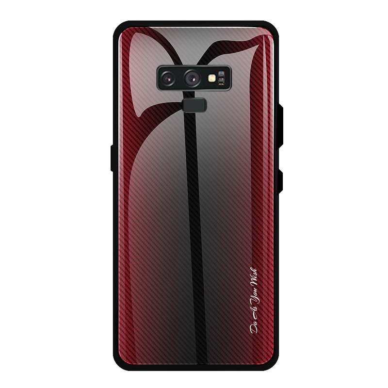 For Galaxy Note 9 Texture Gradient Glass Protective Case(Rose Red)