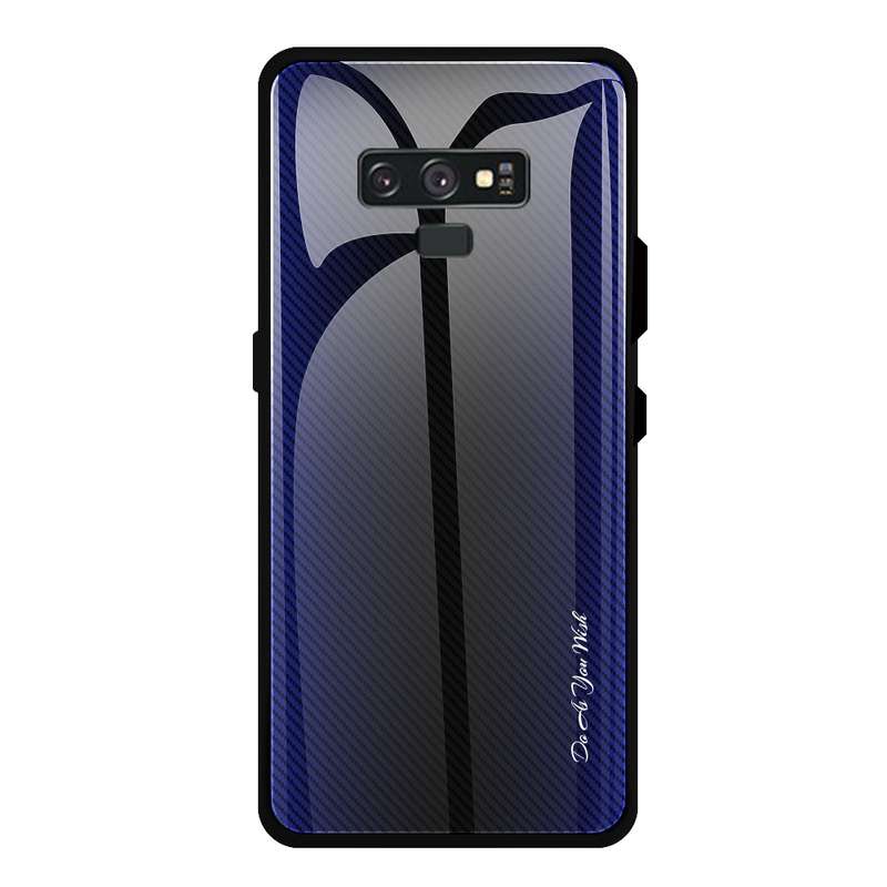 For Galaxy Note 9 Texture Gradient Glass Protective Case(Rose Red)