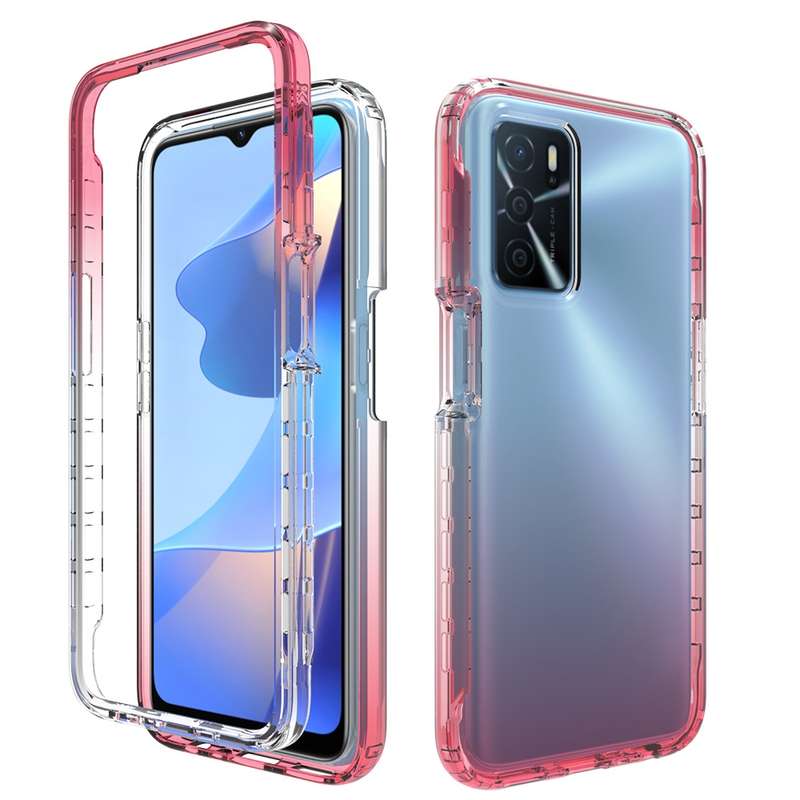For OPPO A16 Shockproof High Transparency Two-color Gradual Change PC+TPU Candy Colors Phone Protect