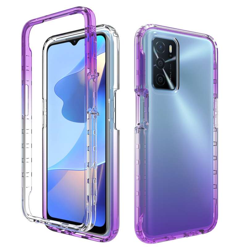 For OPPO A16 Shockproof High Transparency Two-color Gradual Change PC+TPU Candy Colors Phone Protect