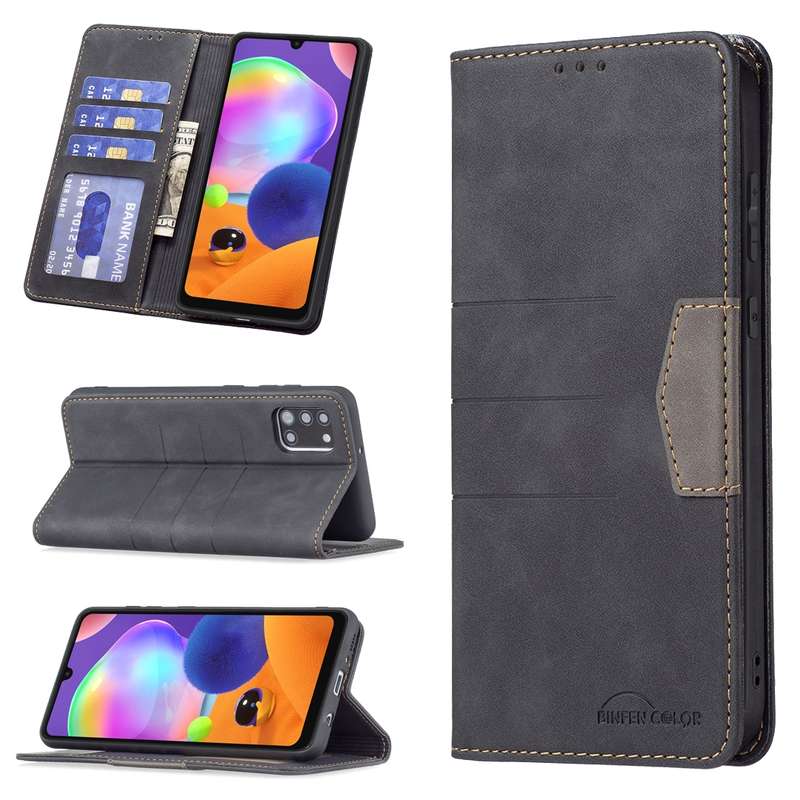For Samsung Galaxy A31 Magnetic Splicing Leather Phone Case(Green)