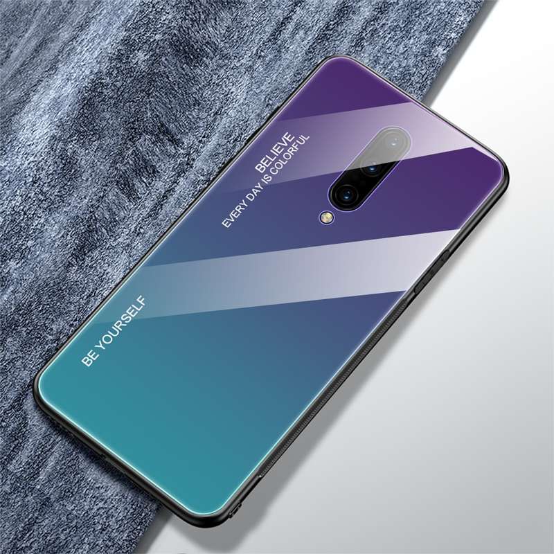 For OnePlus 7 Pro Gradient Color Glass Case(Blue)