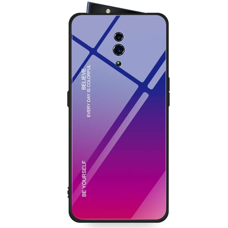 For OPPO Reno Gradient Color Glass Case(Blue)