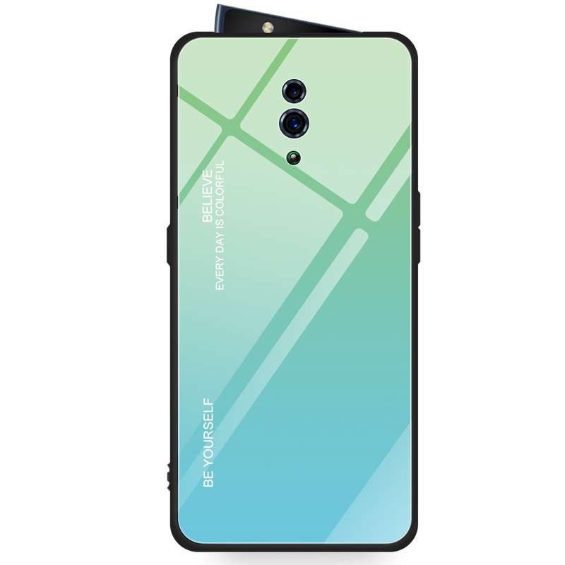 For OPPO Reno Gradient Color Glass Case(Blue)